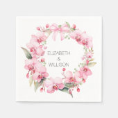 Serviette En Papier Aquarelle couronne d'orchidée rose (Devant)