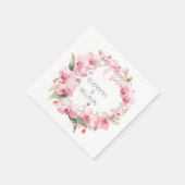 Serviette En Papier Aquarelle couronne d'orchidée rose (Coin)