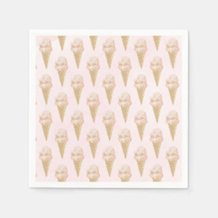 Serviette En Papier Aquarelle Crème glacée Motif été
