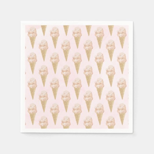 Serviette En Papier Aquarelle Crème glacée Motif été (Devant)