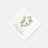 Serviette En Papier Aquarelle Croix Florale Verdure Première communion (Coin)