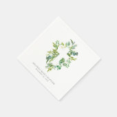 Serviette En Papier Aquarelle Croix Florale Vert Baptême (Coin)