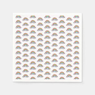 Serviette En Papier Aquarelle Cute Arc-En-Ciel Et Nuages