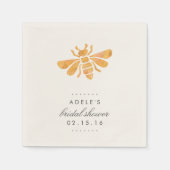 Serviette En Papier Aquarelle d'abeille dorée Fête des mariées (Devant)