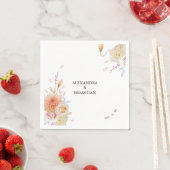 Serviette En Papier Aquarelle Dahlia & Mariage Rose (En situation)