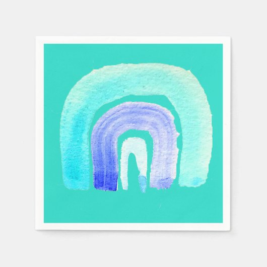 Serviette En Papier Aquarelle d'amour bleu arc-en-ciel (Devant)