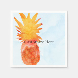 Serviette En Papier Aquarelle d'ananas Fête d'été tropicale