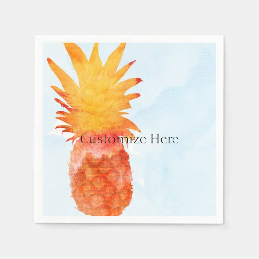 Serviette En Papier Aquarelle d'ananas Fête d'été tropicale (Devant)