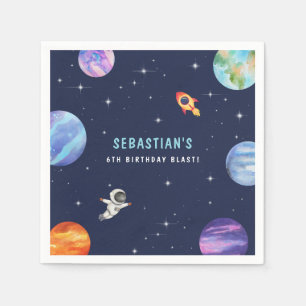 Serviette En Papier Aquarelle d'anniversaire de l'astronaute de Rocksh