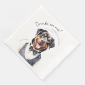 Serviette En Papier Aquarelle Dapper Rottweiler Waiter personnalisable (Coin)