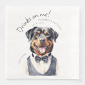 Serviette En Papier Aquarelle Dapper Rottweiler Waiter personnalisable (Devant)