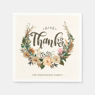 Serviette En Papier Aquarelle d'automne Thanksgiving Floral Wreath