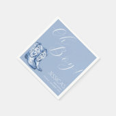 Serviette En Papier Aquarelle de Baby shower de la Bow bleue (Coin)