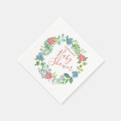 Serviette En Papier Aquarelle de baby shower Floral Eucalyptus Wreath (Coin)