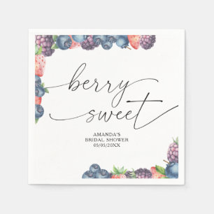 Serviette En Papier Aquarelle de baies - texte de baies sucrées
