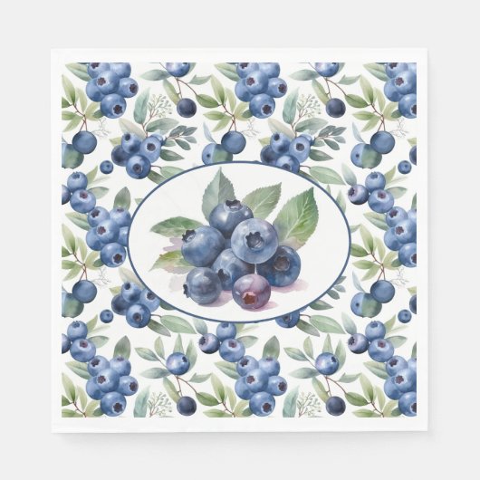 Serviette En Papier Aquarelle de bleuets mignons (Devant)