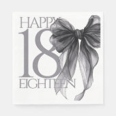 Serviette En Papier Aquarelle de Bow noir 18e anniversaire (Devant)