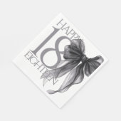 Serviette En Papier Aquarelle de Bow noir 18e anniversaire (Coin)