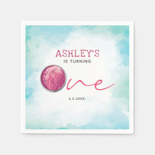 Serviette En Papier Aquarelle de crème glacée Premier anniversaire