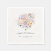 Serviette En Papier Aquarelle de fête du 30e anniversaire Floral Custo (Devant)