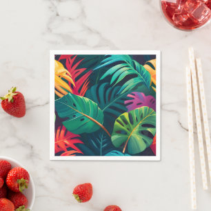 Serviette En Papier Aquarelle de feuillage tropical Paradis