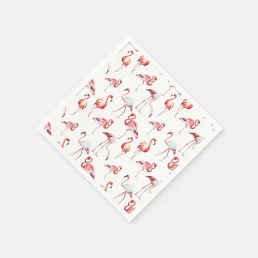 Serviette En Papier Aquarelle de Flamant rose rose tropicale monogramm (Coin)