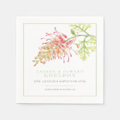 Serviette En Papier Aquarelle de fleur de Grevillea mariage vert blanc (Devant)