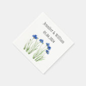 Serviette En Papier Aquarelle de fleurs de Cornflowers bleu rustique M (Coin)