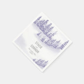 Serviette En Papier Aquarelle de forêt d'hiver Mariage personnalisé (Coin)