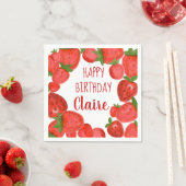 Serviette En Papier Aquarelle de fraise (En situation)