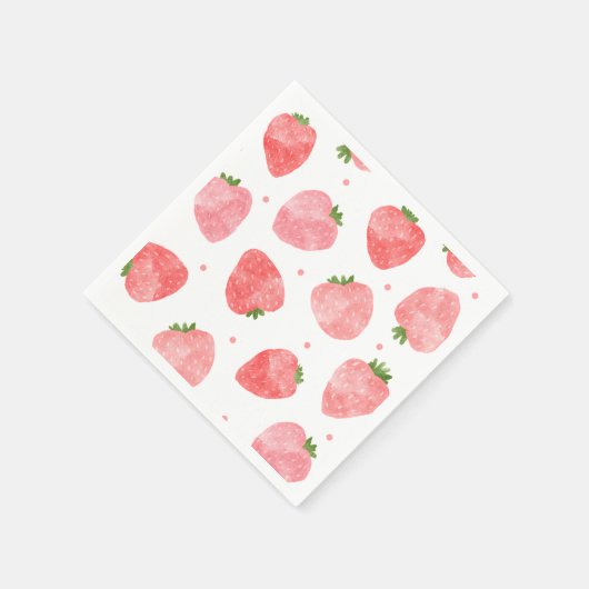 Serviette En Papier Aquarelle de fraise | Serviettes de fraises (Coin)