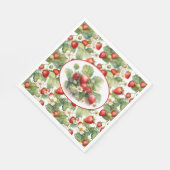 Serviette En Papier Aquarelle de fraises mûres (Coin)