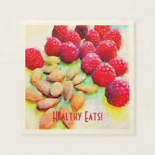 Serviette En Papier Aquarelle de framboises et d'amandes