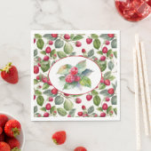 Serviette En Papier Aquarelle de framboises mignonnes (En situation)