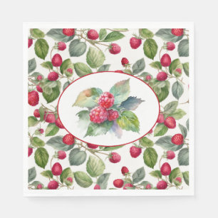 Serviette En Papier Aquarelle de framboises mignonnes