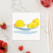 Serviette En Papier Aquarelle de fruit jaune citron (En situation)