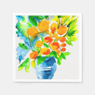 Serviette En Papier Aquarelle de fruits d'art kumquat orange