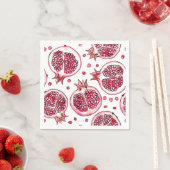 Serviette En Papier Aquarelle de grenade et motif d'encre (En situation)