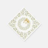Serviette En Papier Aquarelle de la couronne d'or de Noël Elégante (Coin)