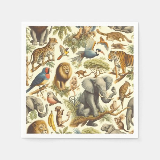 Serviette En Papier Aquarelle de la jungle vintage (Devant)