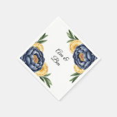 Serviette En Papier Aquarelle de la marine Peony Citrus Mariage floral (Coin)