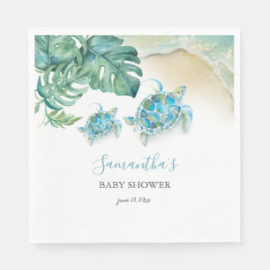 Serviette En Papier Aquarelle de la tortue de mer tropicale