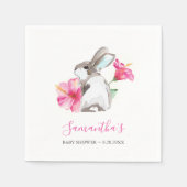 Serviette En Papier Aquarelle de lapin de printemps rose (Devant)