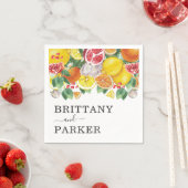 Serviette En Papier Aquarelle de Mariage de agrumes (En situation)