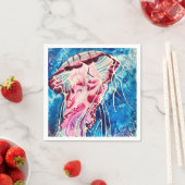 Serviette En Papier Aquarelle de méduse art océanique (En situation)