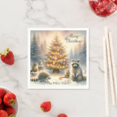Serviette En Papier Aquarelle de Noël Joyeux, (En situation)