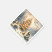 Serviette En Papier Aquarelle de Noël Joyeux, (Coin)