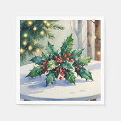 Serviette En Papier Aquarelle de Noël Mistletoe (Devant)