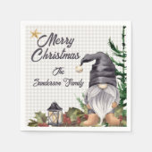 Serviette En Papier Aquarelle de Noël Monogramme Gnome (Devant)