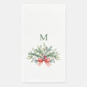 Serviette En Papier Aquarelle de Noël Monogramme vert (Devant)